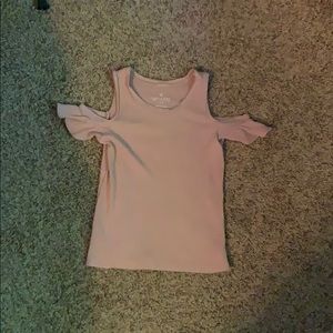 Pink cold shoulder top